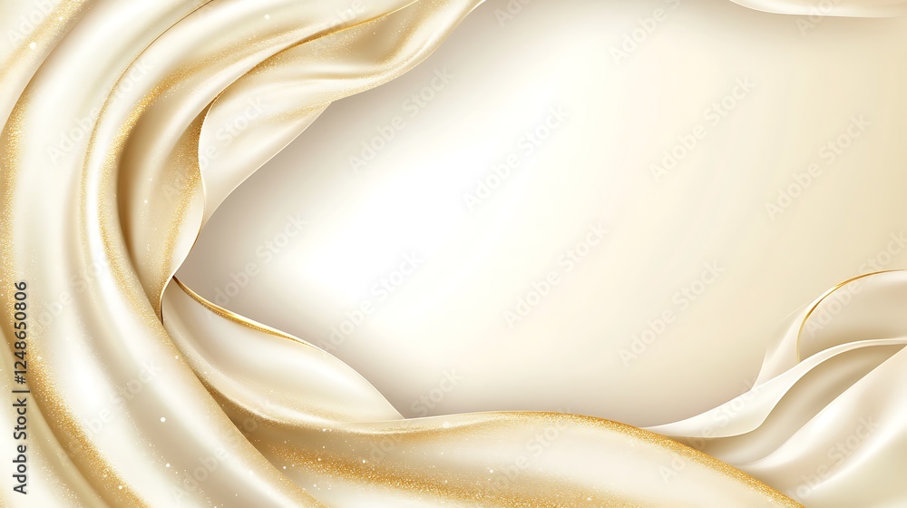 Elegant Gold and Cream Silk Drapes Frame Elegant Gold and Cream Silk Drapes Frame