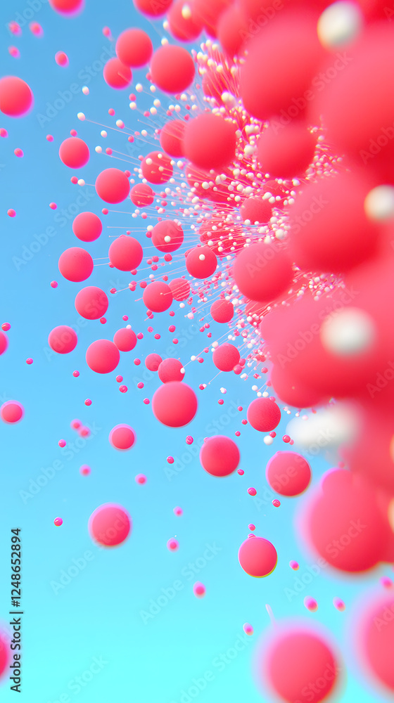 Colorful abstract pink spheres in blue sky Colorful abstract pink spheres in blue sky