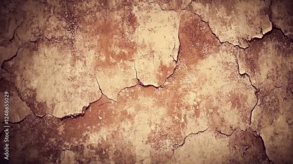 Obraz premium Vintage Cracked Concrete Wall Texture - Aged Building Exterior