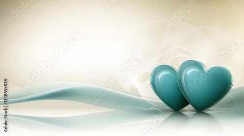Wallpaper Mural Elegant Blue Hearts on Smooth Soft Background for Romantic Themes Torontodigital.ca