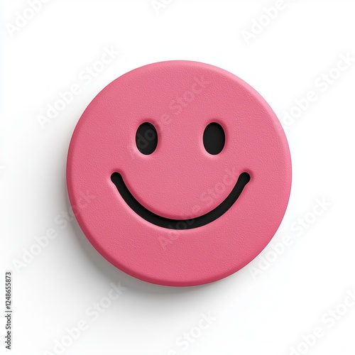 Vibrant Pink Smiley Face Graphic Design: A Joyful Digital Illustration