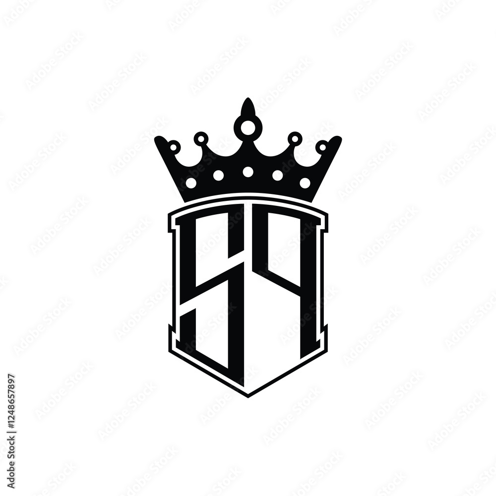 Fototapeta premium SQ monogram logo design letter text name symbol monochrome logotype alphabet character simple logo