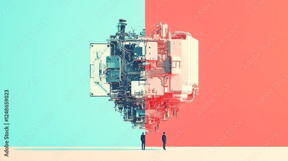 Fototapeta premium Digital Twins in Global Business Strategy, exploring the integration of digital twin technology in enhancing operational efficiency and decision-making for international enterprises.
