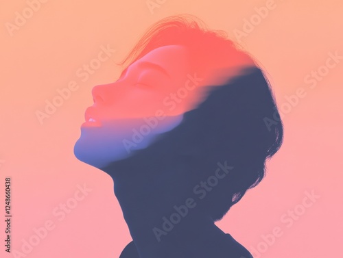 person's silhouette against a vibrant gradient background