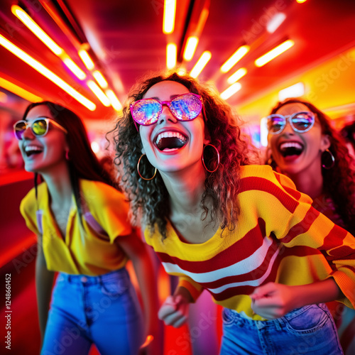 Girl friends enjoy retro-fu...