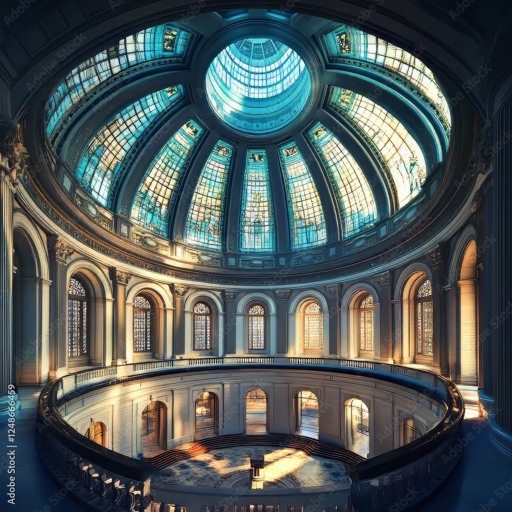 Obraz premium Ornate Dome Interior with Sunlight