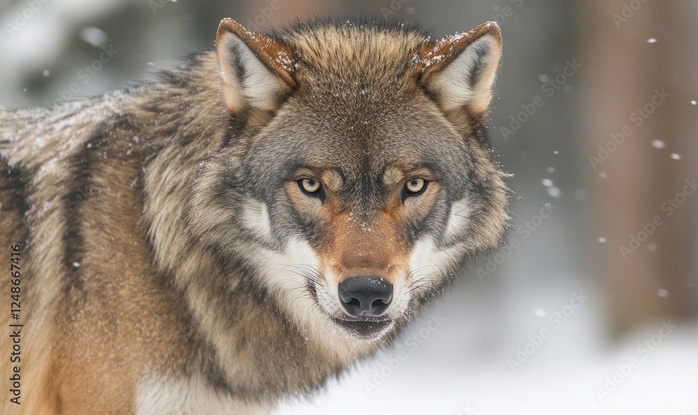 Angry Wolf in Snowy Forest Closeup, Greyscale Intense Stare, Blurred Background, Winter Wildlife Photography, Fierce Predator Expression, Wilderness Survival, Angry Wolf in Snowy Forest Closeup, Greyscale Intense Stare, Blurred Background, Winter Wildlife Photography, Fierce Predator Expression, Wilderness Survival,