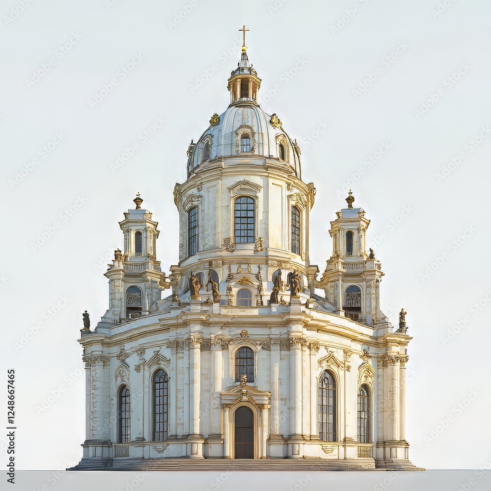 Ornate baroque-style cathedral with grand dome Ornate baroque-style cathedral with grand dome