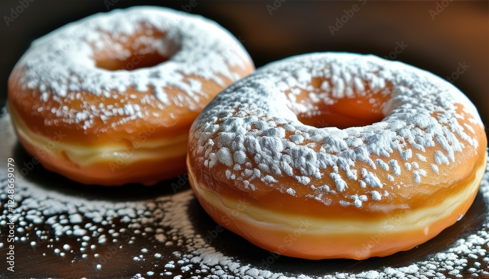 Delicious Sugar-Dusted Donut Close-Up Delicious Sugar-Dusted Donut Close-Up