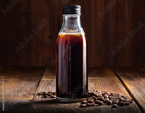 Cold Brew Coffee in a Rustic Glass Bottle with Moody Shadows