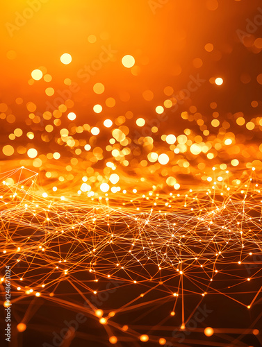 Abstract golden sparkles and connections