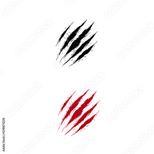 Black and red vector scratches on white background