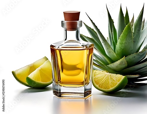 Tequila, a distilled spirit from Mexico, made from the blue agave plant, unique flavor. photo