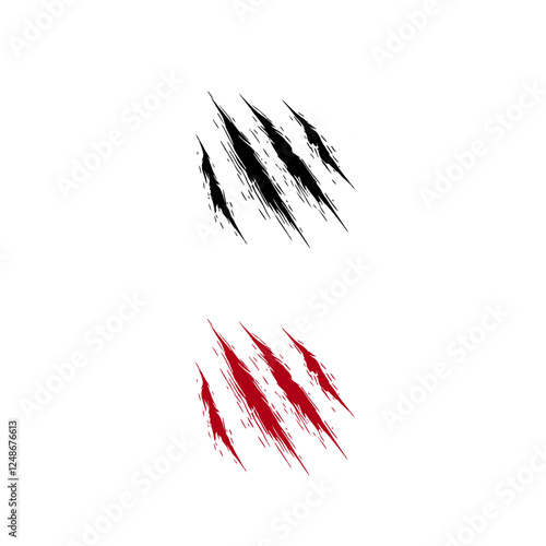 Black and red vector scratches on white background