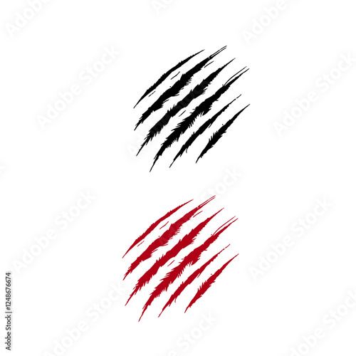 Black and red vector scratches on white background