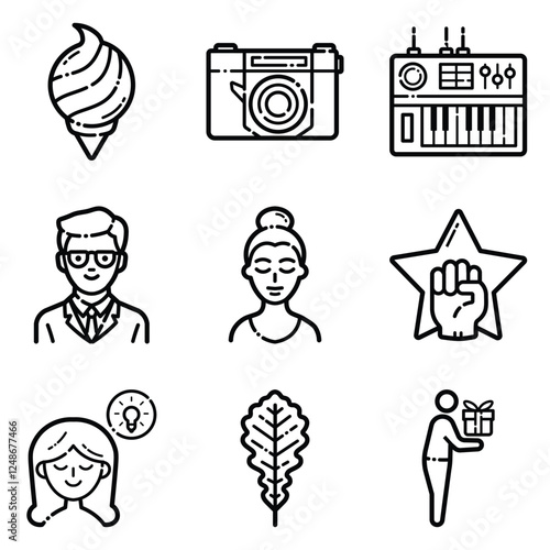 Essential Flat Icon Set Isolated On White Background