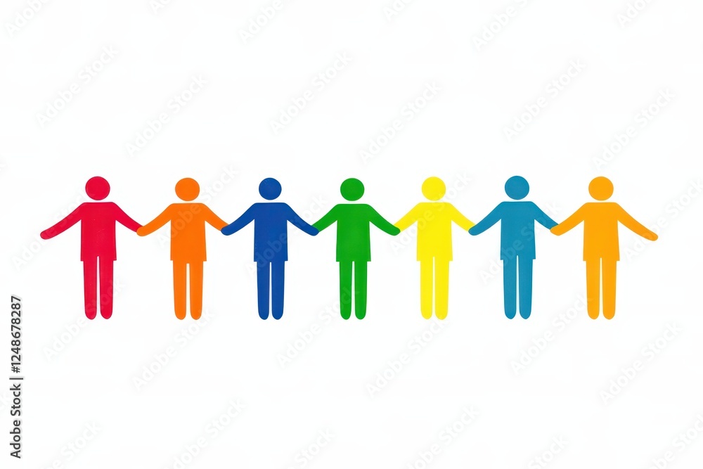 Colorful Diverse People Holding Hands in Unity and Friendship Colorful Diverse People Holding Hands in Unity and Friendship