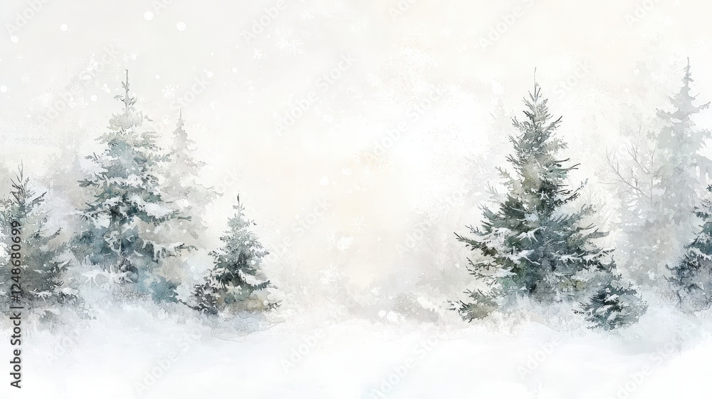 Snowy pine trees stand softly against a white background, symbolizing winter's peace. Ideal for holiday cards, seasonal greetings, and winter-themed decor. Snowy pine trees stand softly against a white background, symbolizing winter's peace. Ideal for holiday cards, seasonal greetings, and winter-themed decor.