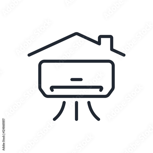 Home AC air conditioner editable stroke outline icon isolated on white background flat vector illustration. Pixel perfect. 64 x 64.