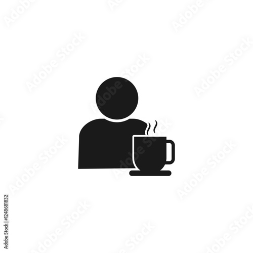 Icon of coffee cup, businessman icon isolated on white background