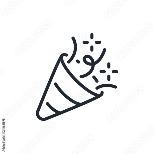 Party popper editable stroke outline icon isolated on white background flat vector illustration. Pixel perfect. 64 x 64.