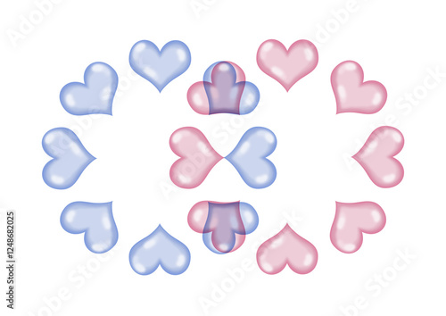 Valentine's day concept with hearts and love symbols. illustration.