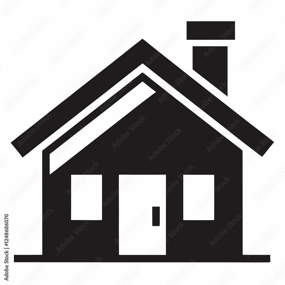 Simple Black Silhouette of a Home Simple Black Silhouette of a Home