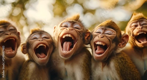 Five Monkeys Laughing Hilariously