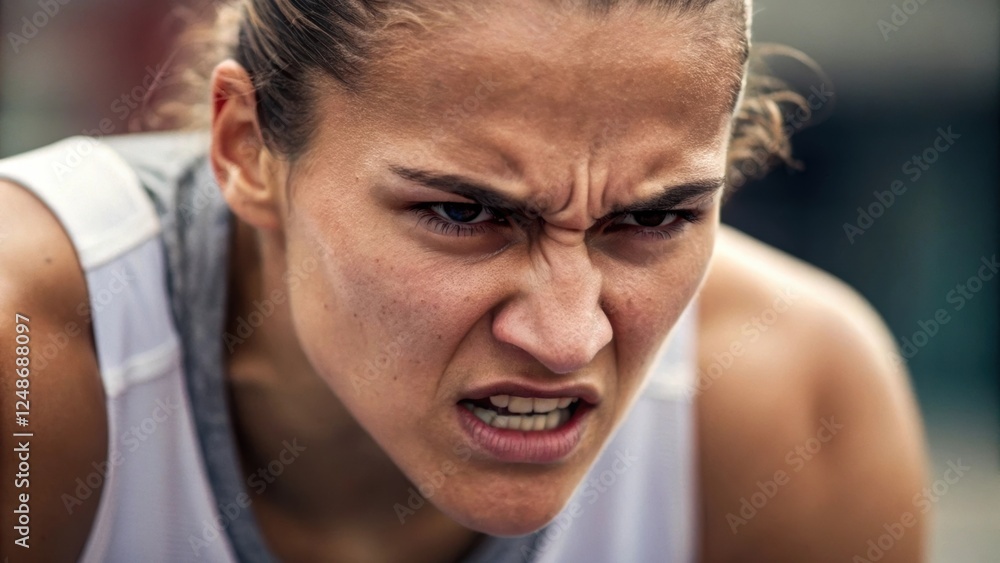 Obraz premium In a tight closeup the ters furrowed brow and clenched jaw reflect a blend of concentration and exertion showcasing the mental and physical demands of precision ting.