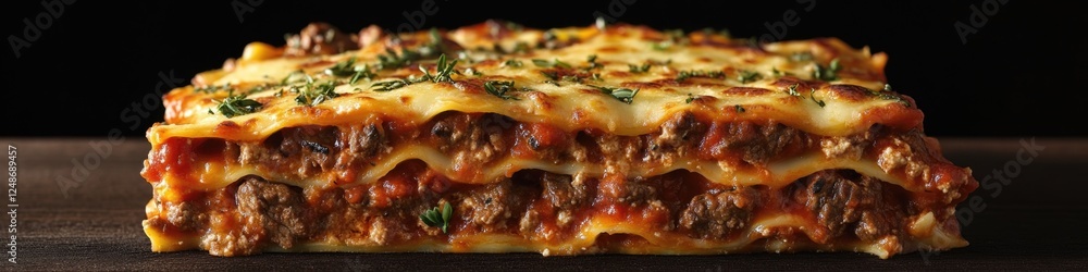 A close-up shot of a delicious-looking lasagna on a table, perfect for food photography or culinary-themed projects A close-up shot of a delicious-looking lasagna on a table, perfect for food photography or culinary-themed projects