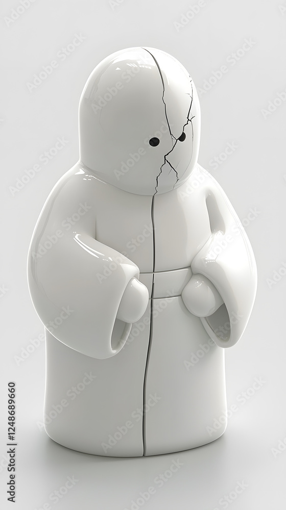 Fototapeta premium Stylized cracked white figurine