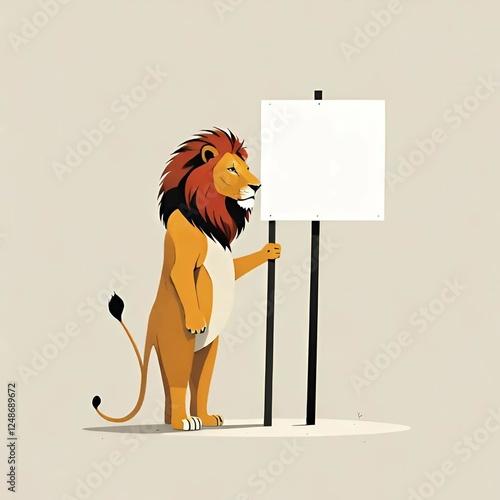 lion and blank sign