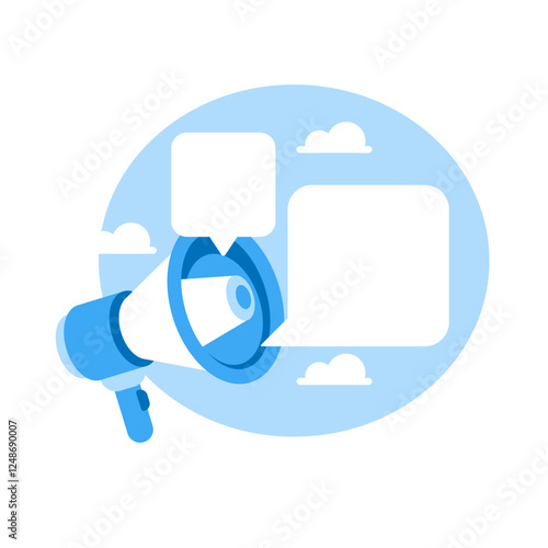 Megafon speech bubble sky. Message box flat icon speaker chat.
