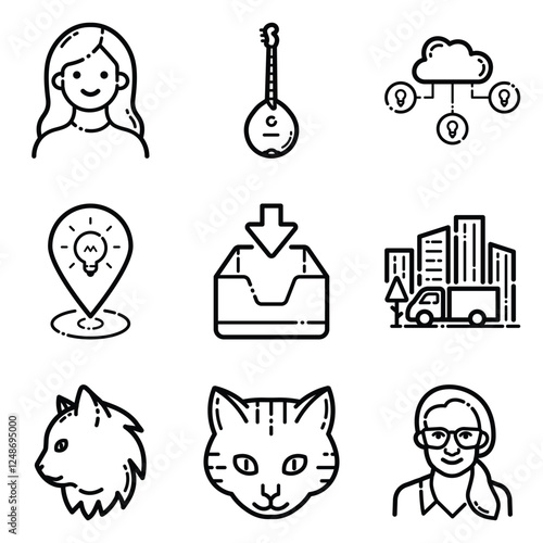 Essential Flat Icon Set Isolated On White Background