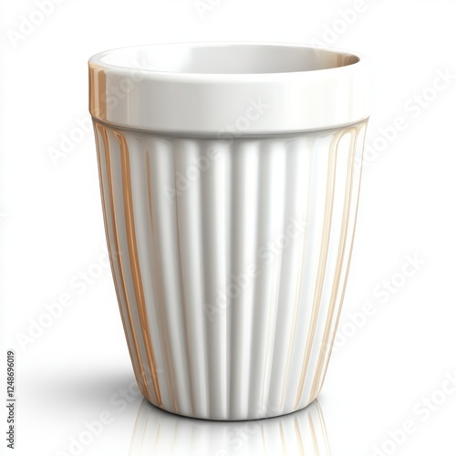 Wallpaper Mural Elegant White Ceramic Cup with Vertical Ribbed Design and Subtle Gold Accents for Stylish Beverages Torontodigital.ca