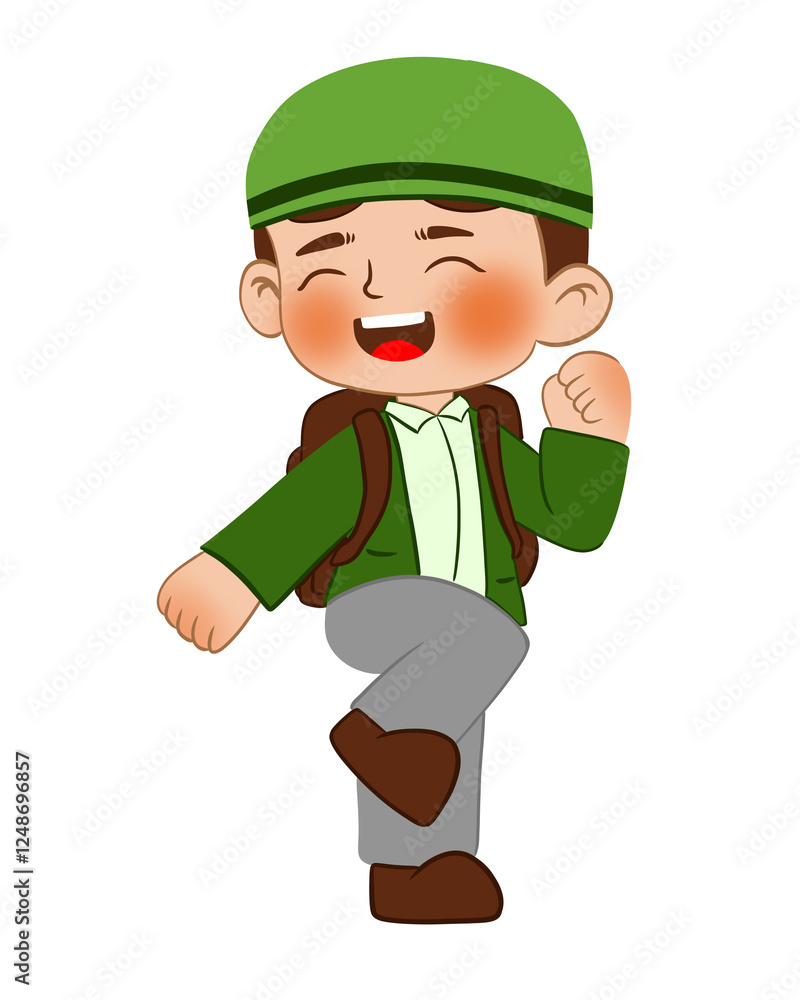 Muslim Student Back to School Illustration Muslim Student Back to School Illustration
