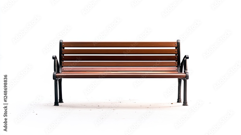 Isolated wooden park bench on a clean white background for peaceful rest Isolated wooden park bench on a clean white background for peaceful rest