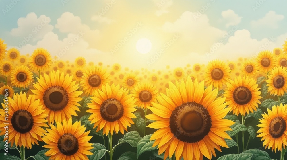 Fototapeta premium Radiant Sunflower Field Oil Paintings