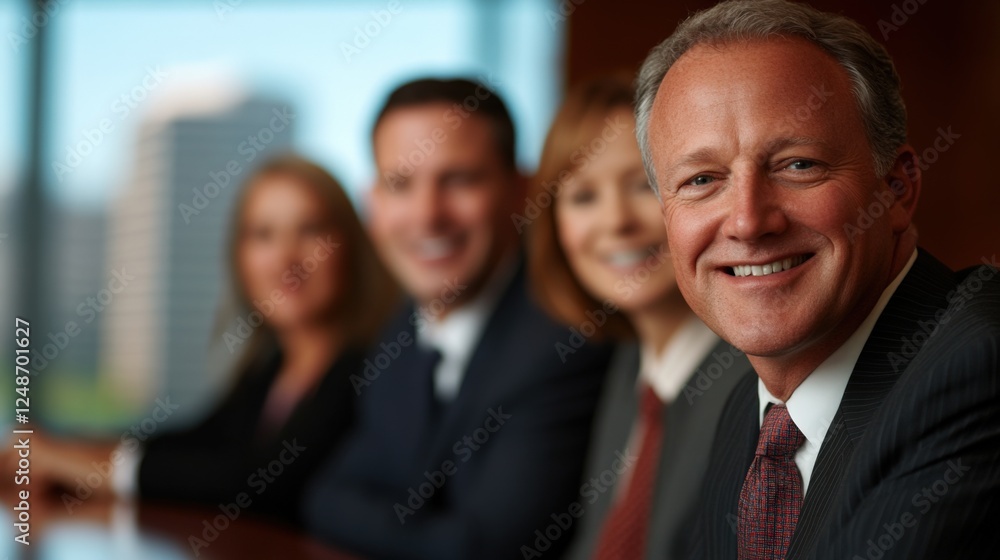 a business team smiling and looking at the camera a business team smiling and looking at the camera