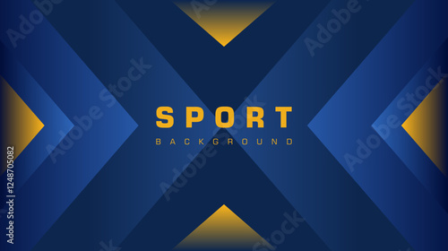 Creative sport background. Blue background with arrows. Simple geometric background.. Blue and gold background
