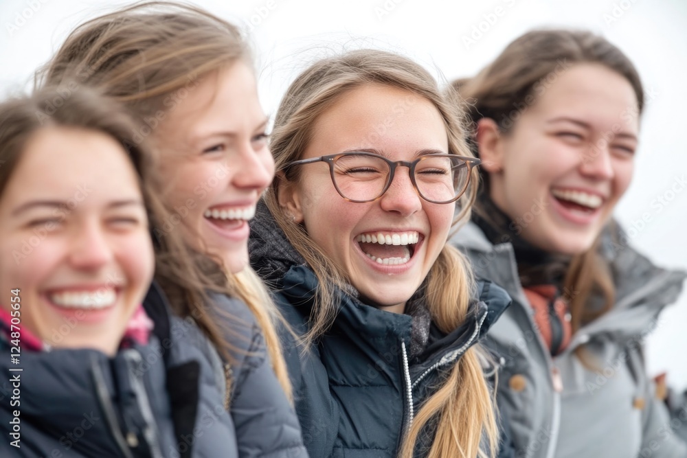Young females standing in a row, possibly friends or colleagues Young females standing in a row, possibly friends or colleagues