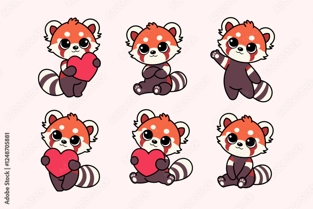 Obraz premium Red PandaCute Red Panda Illustration Clipart