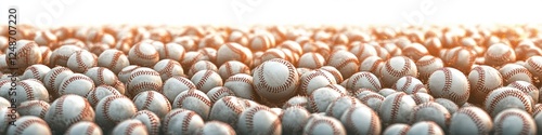 Hyper-realistic Vast Field of Baseballs with Natural Lighting and Depth of Field Effects photo