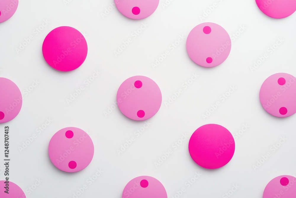A white wall with pink polka dots, great for interior design and decoration A white wall with pink polka dots, great for interior design and decoration