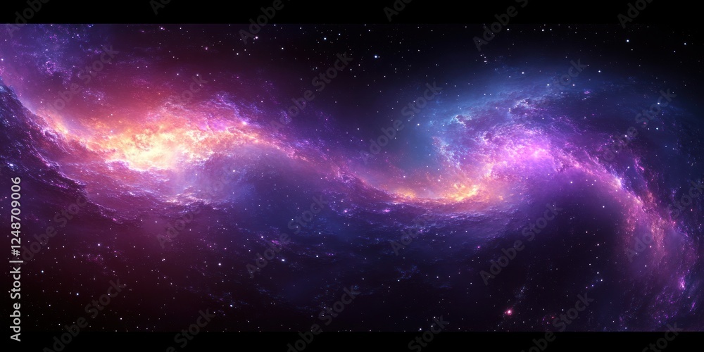 Cosmic Galaxy Nebula Panoramic View Vibrant Deep Space Scene Cosmic Galaxy Nebula Panoramic View Vibrant Deep Space Scene