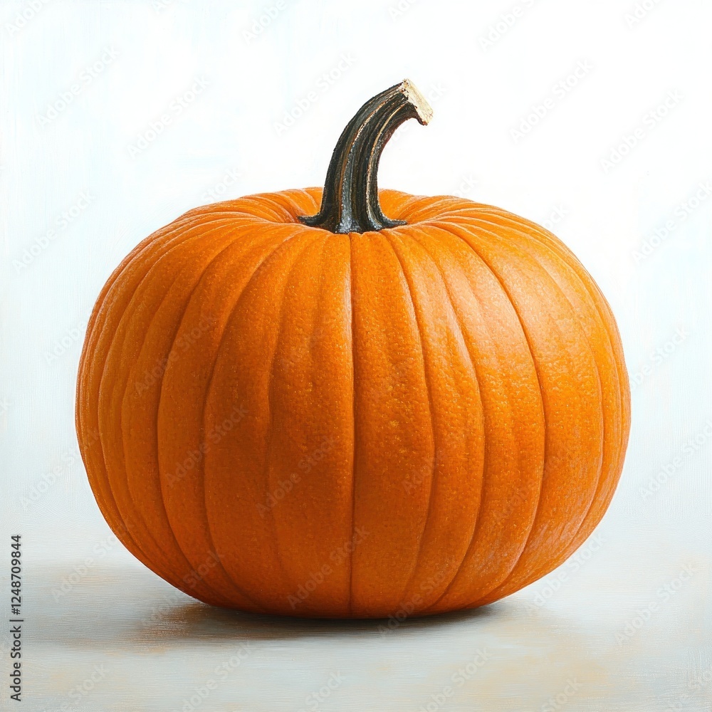 Realistic Orange Pumpkin on White Background in Natural Light Realistic Orange Pumpkin on White Background in Natural Light