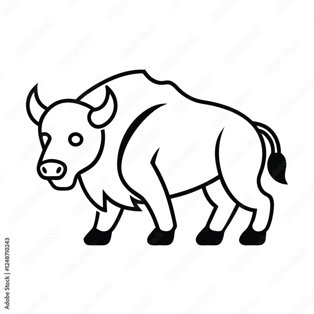 a bison walking isolated on outline vector art a bison walking isolated on outline vector art