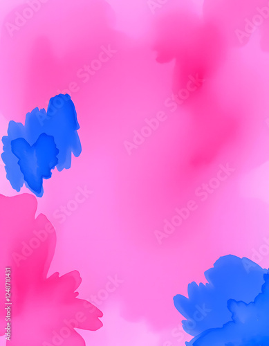 Blended colorful dark pink and blue geadient abstract banner background, crayon drawing. with white shades photo