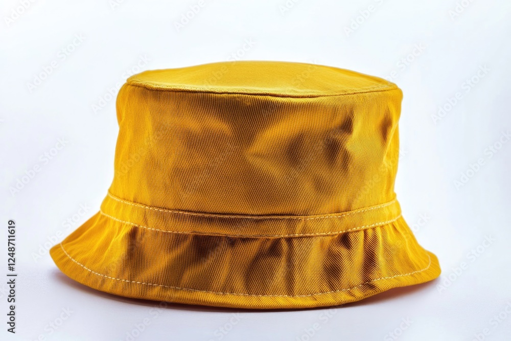 Fototapeta premium A simple yellow bucket hat on a clean white background