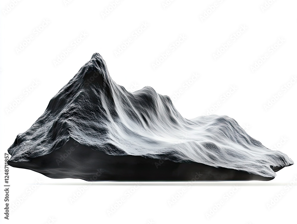 Abstract Monochromatic Mountain Range Depiction on a White Background Abstract Monochromatic Mountain Range Depiction on a White Background